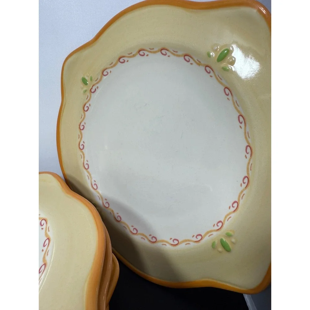 Pfaltzgraff Villa‎ della Luna stoneware salad Plates Set of 7 Yellow Floral 8.5